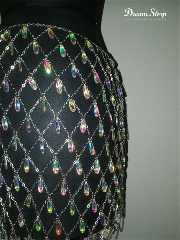 Gonna strass pendenti colorful