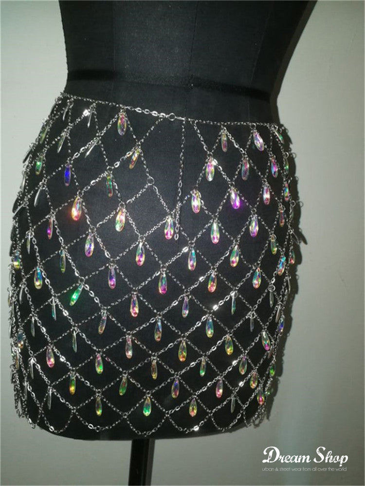 Gonna strass pendenti colorful