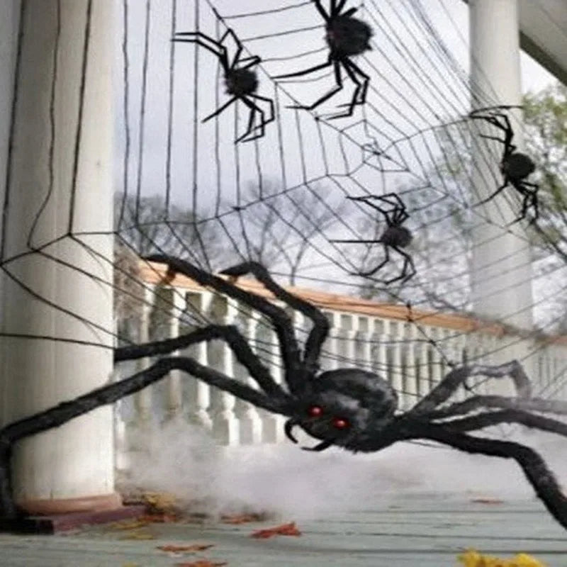 Ragno gigante peloso Halloween 
Decoro casa stregata occhi rossi