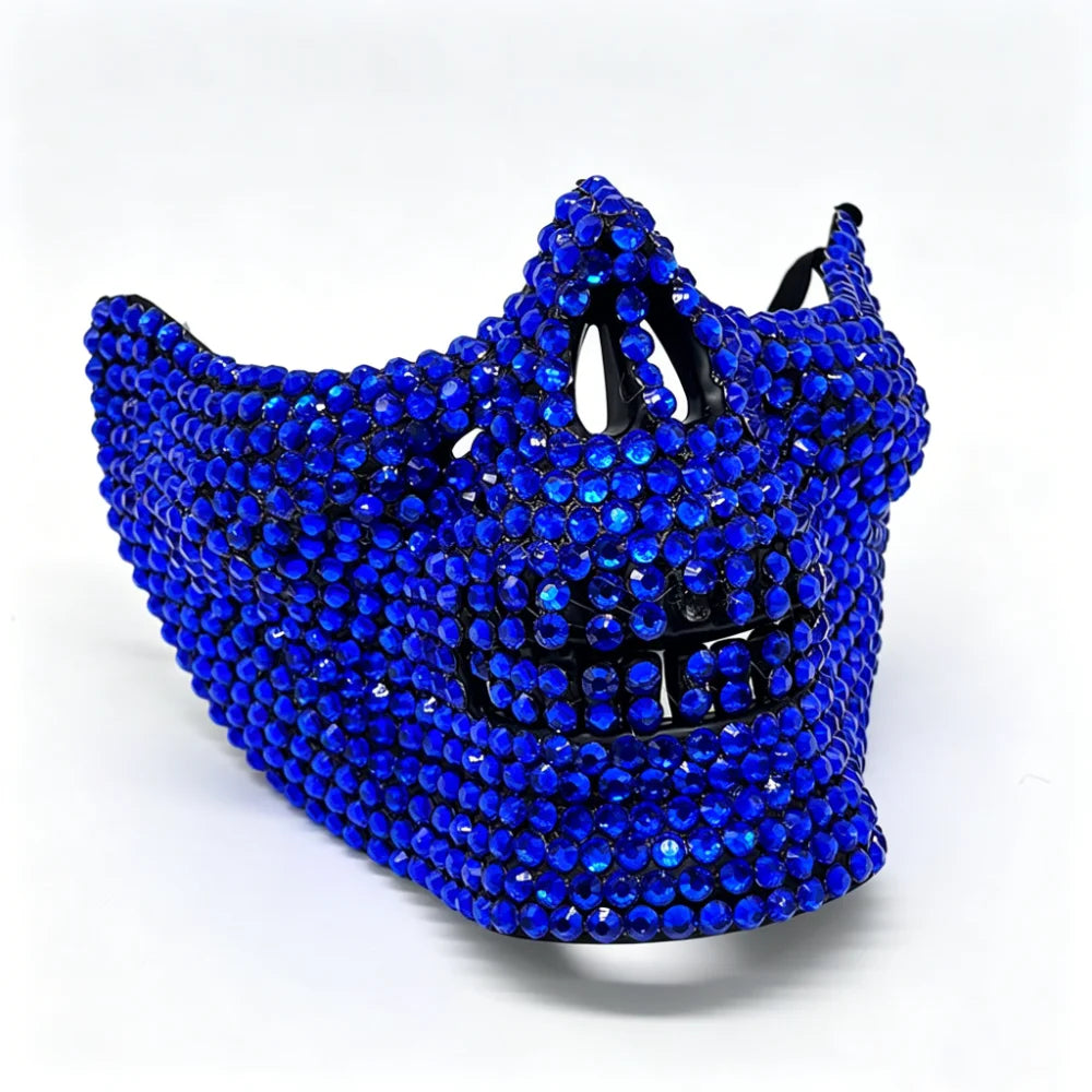 Media máscara calavera azul con estrás Halloween — Dream Shop