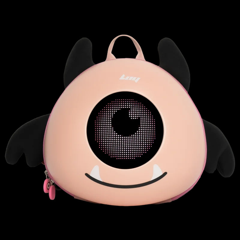 Zaino LED Angel Eye rosa su fondo nero con occhio luminoso | Dream Shop