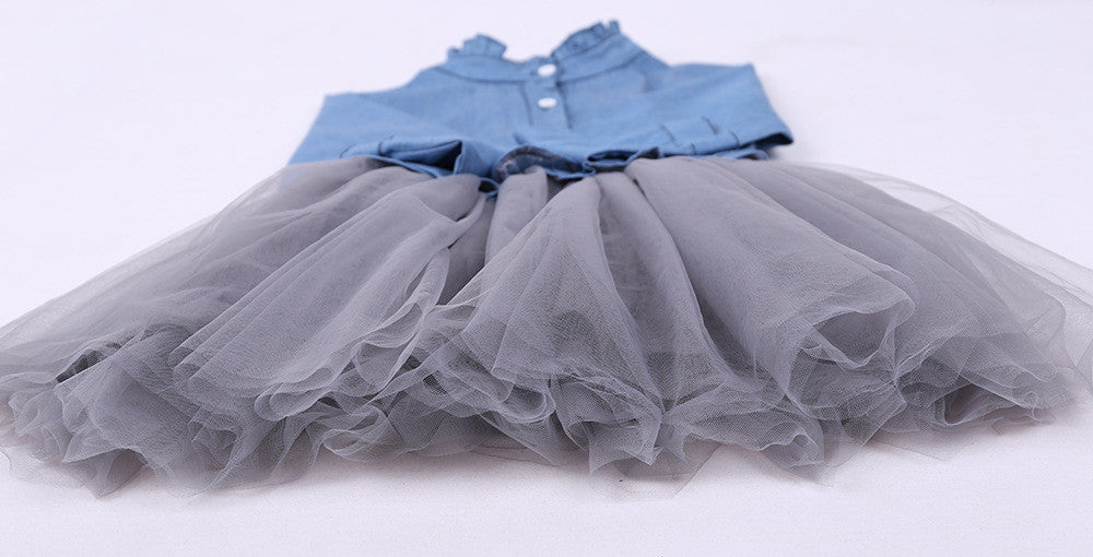 Denim-tulle baby dress