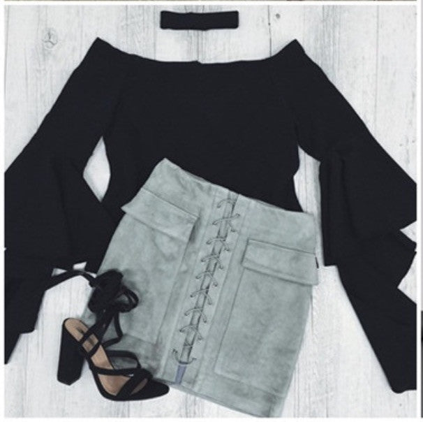 Minigonna camoscio lacci