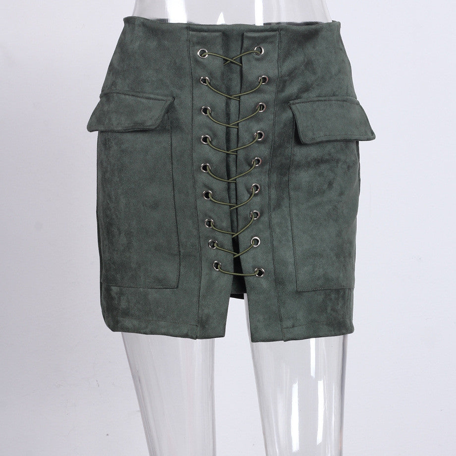 Minigonna camoscio lacci