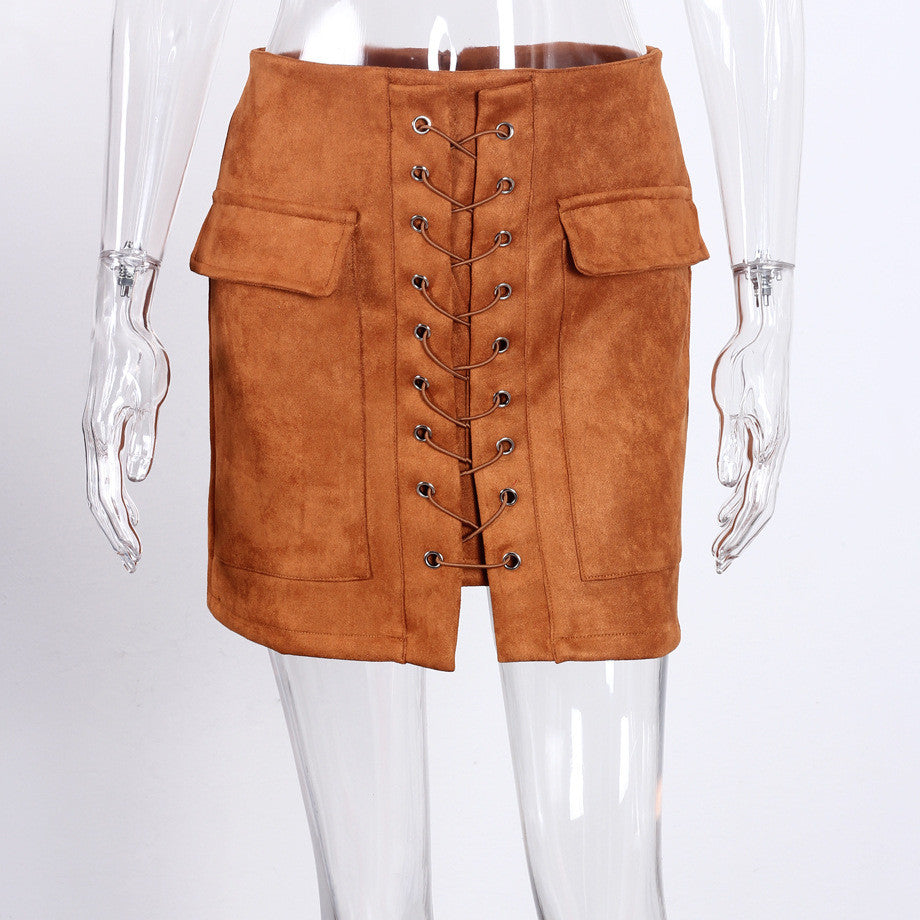 Minigonna camoscio lacci