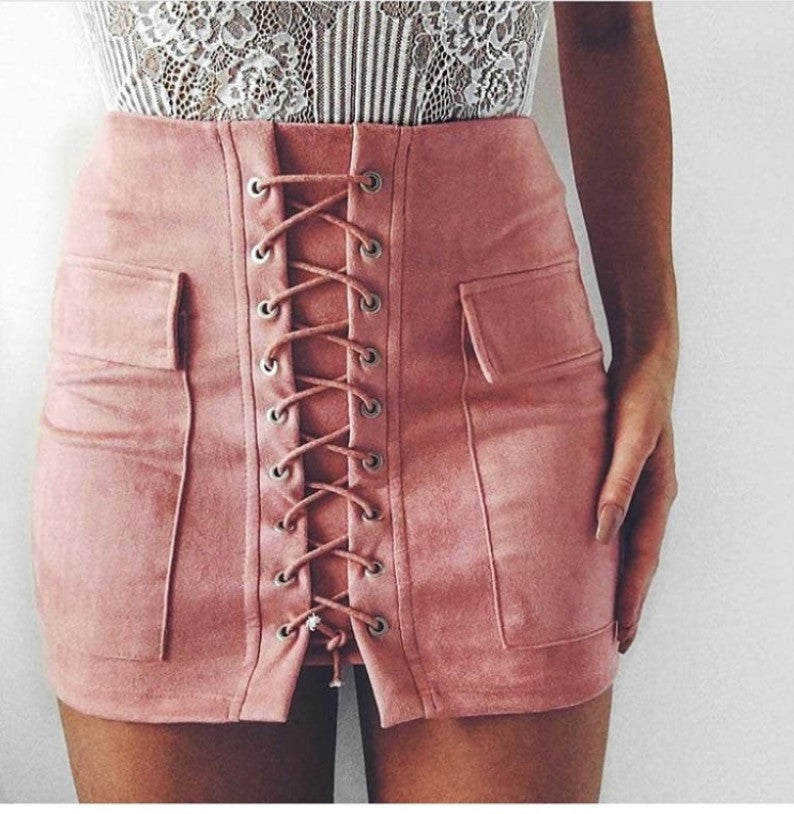 Minigonna camoscio lacci