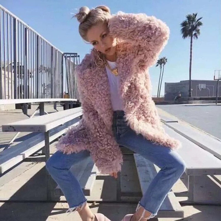 Maxi cappotto in lana curly