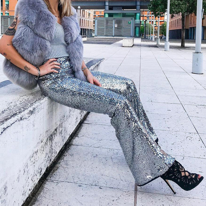 Sequin flared pants