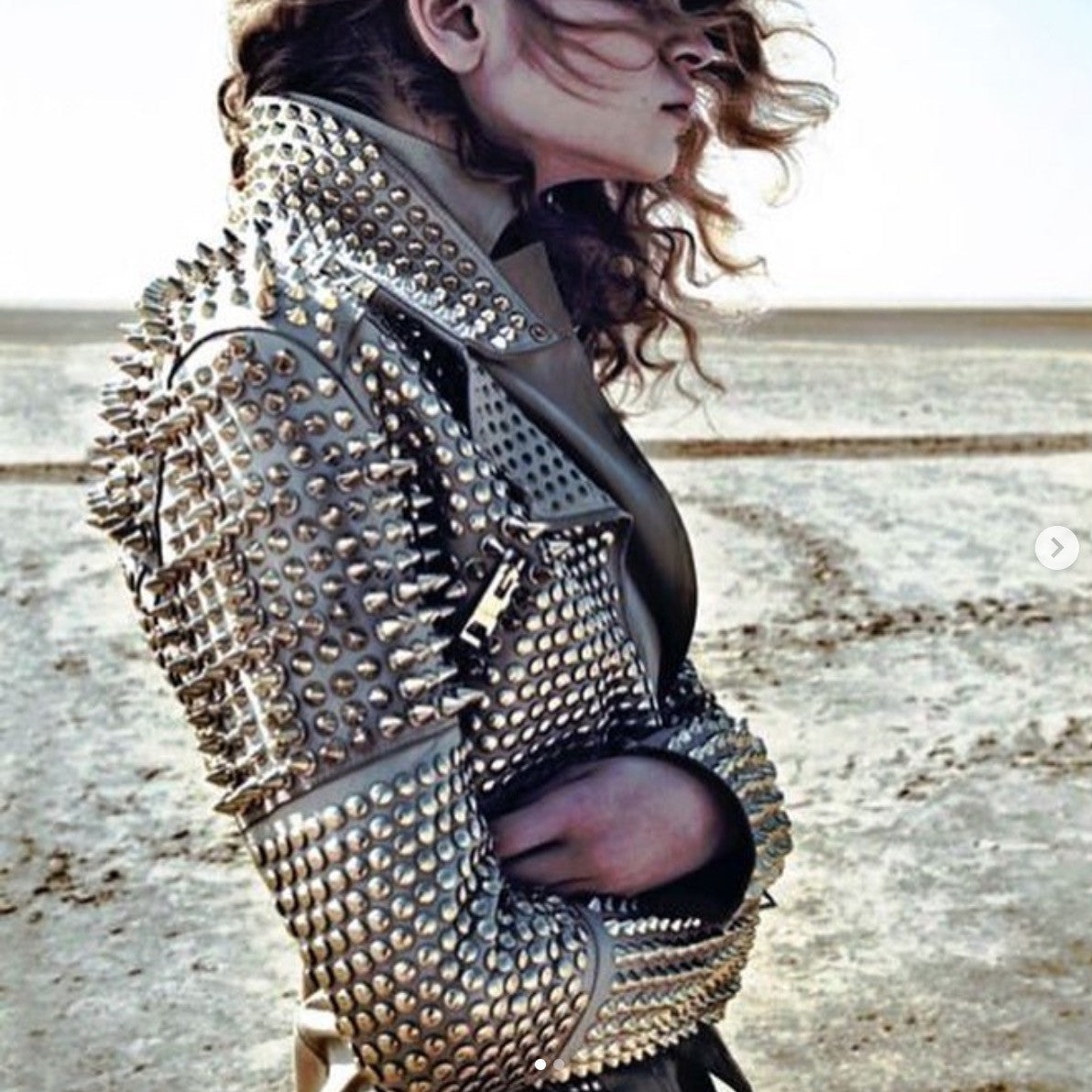 Giacca ecopelle silver studs