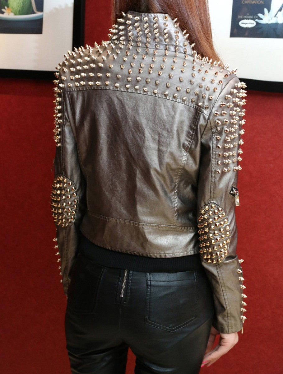 Giacca ecopelle silver studs