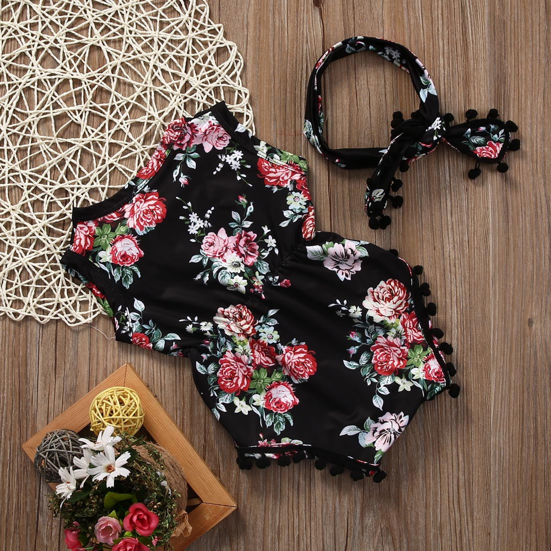 Baby body black peony