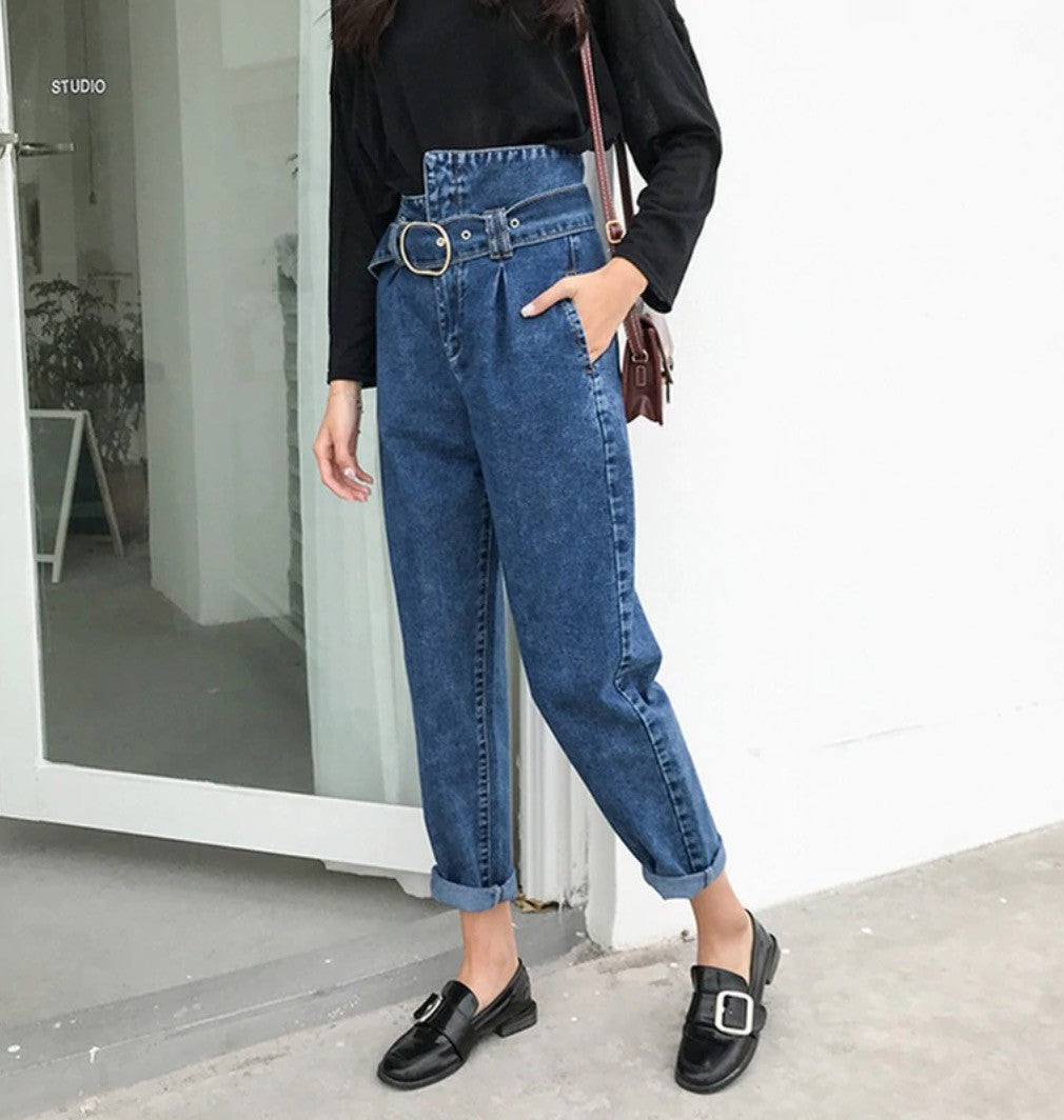 Jeans a vita alta asimmetrik