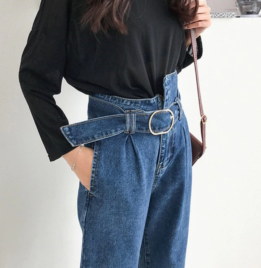 Jeans a vita alta asimmetrik