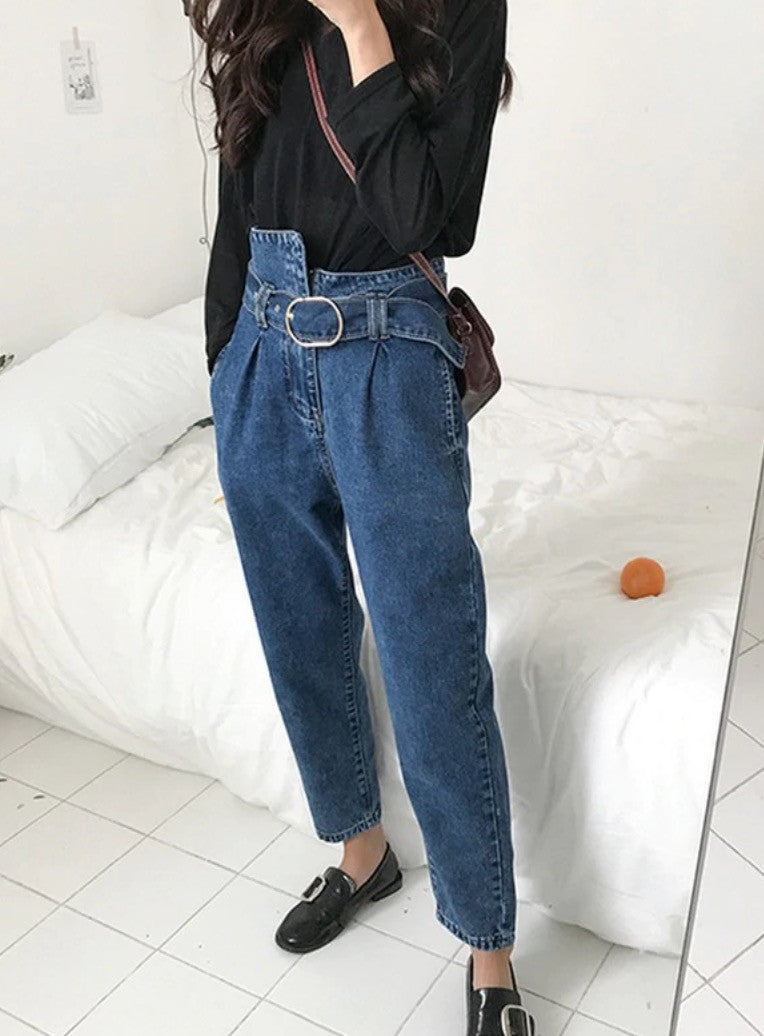 Jeans a vita alta asimmetrik