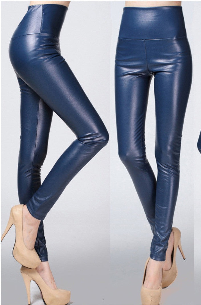 Leggings ecopelle colorati vita alta