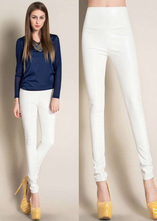 Leggings ecopelle colorati vita alta