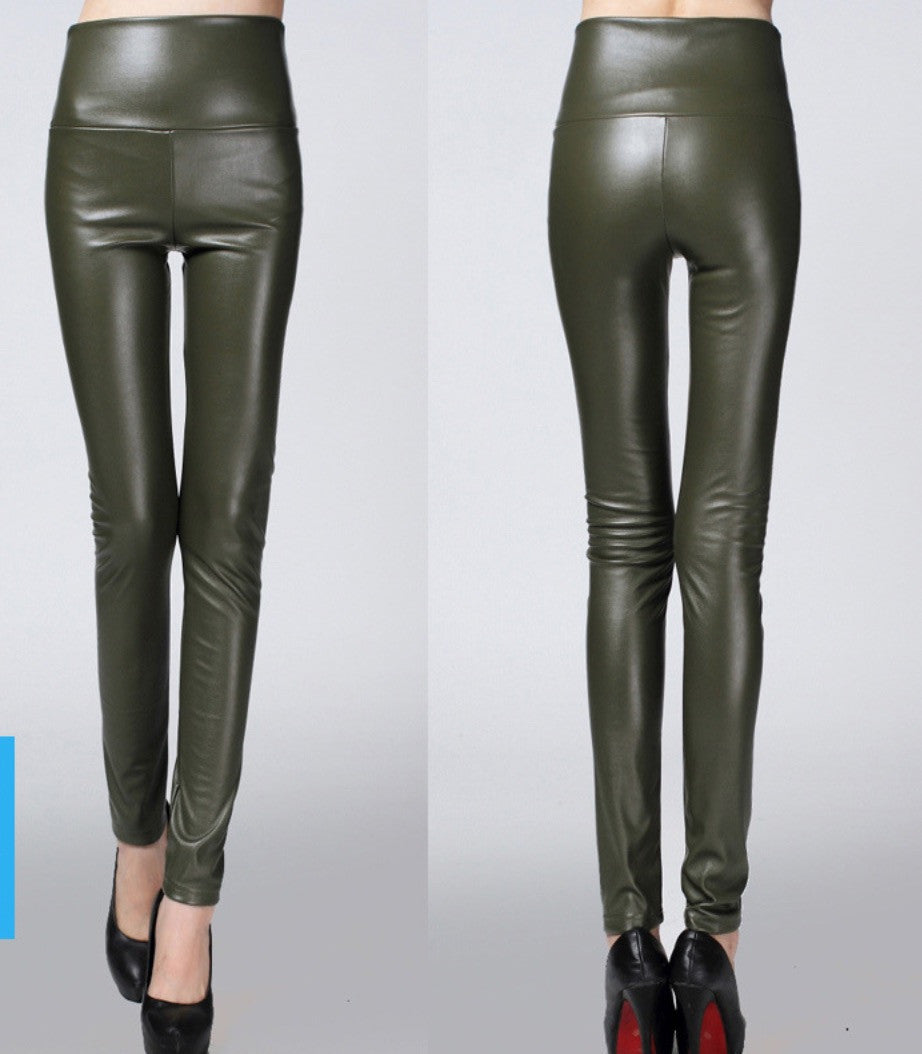 Leggings ecopelle colorati vita alta