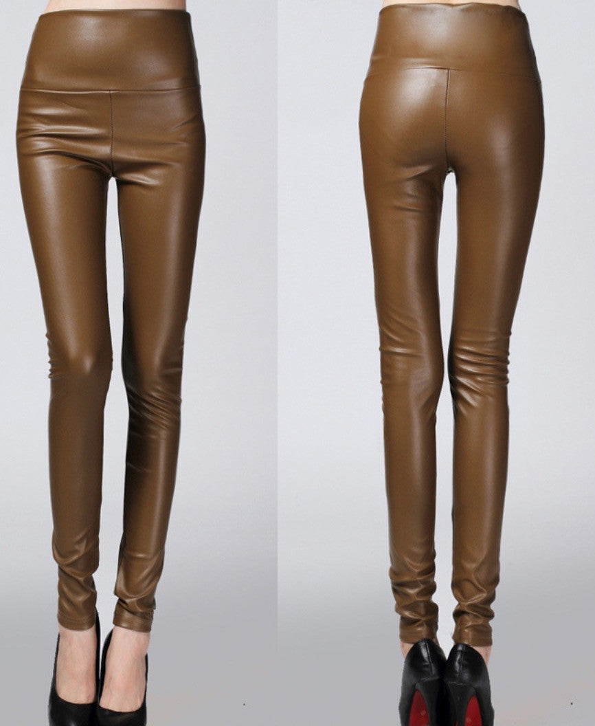 Leggings ecopelle colorati vita alta