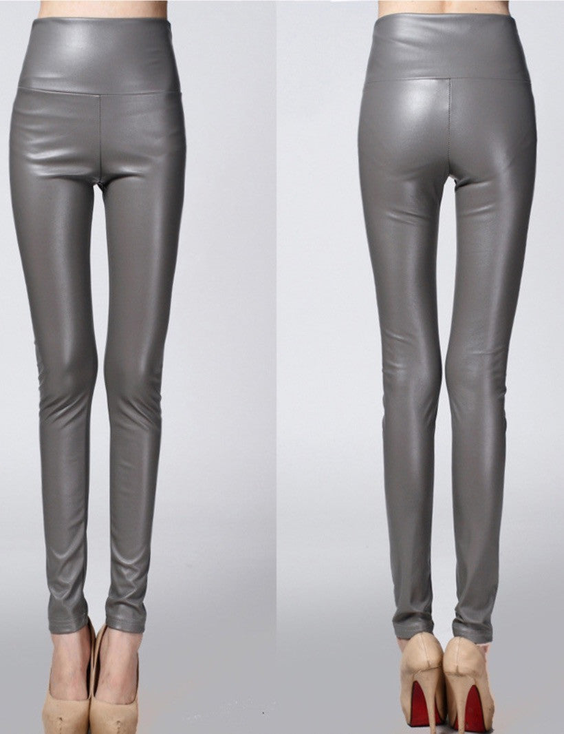 Leggings ecopelle colorati vita alta