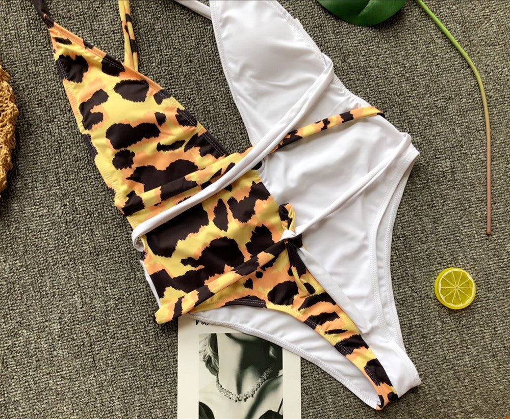 Monokini leopard ghil bicolor