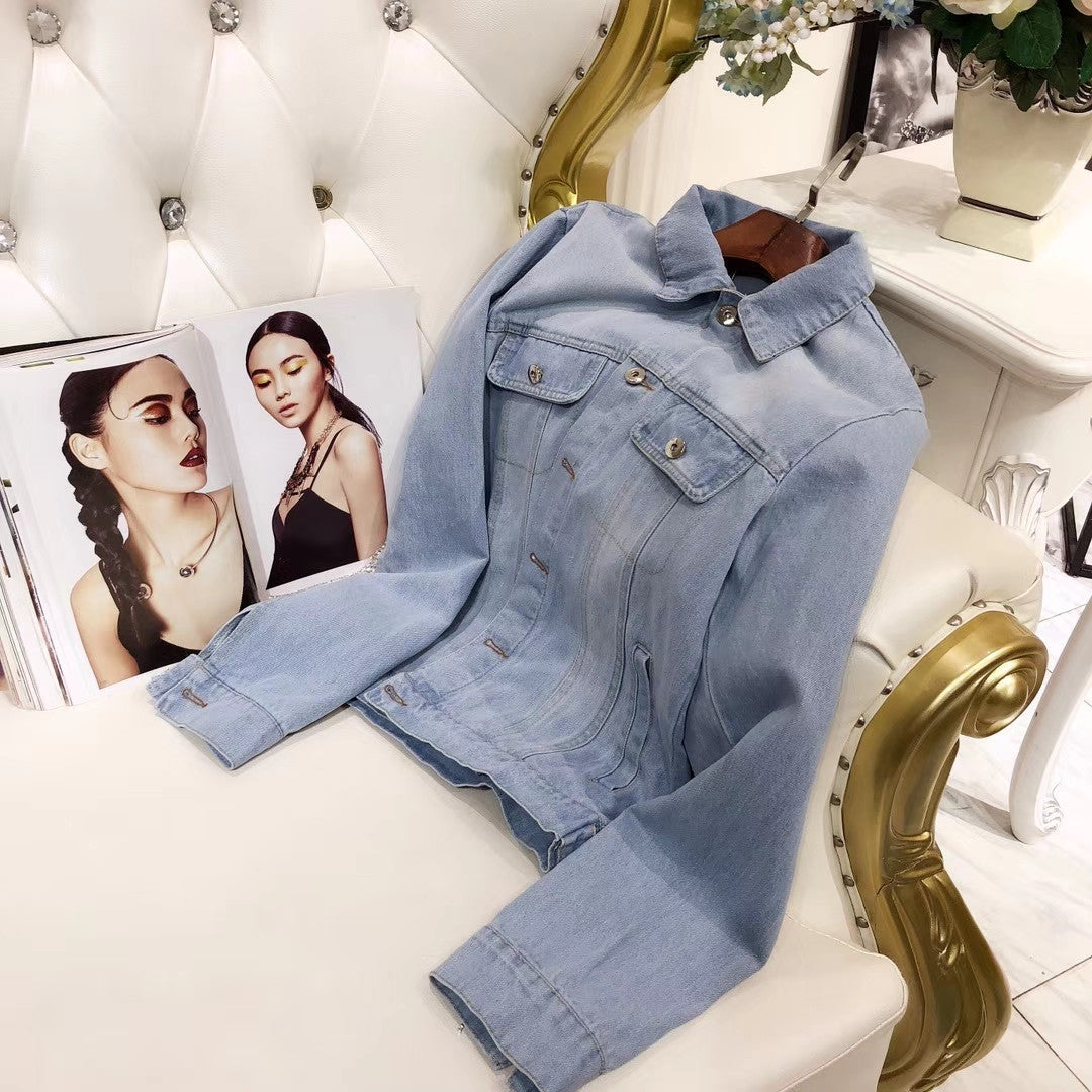 Giubbino jeans fringe strass