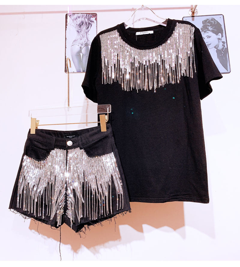 Shorts sequin fringe