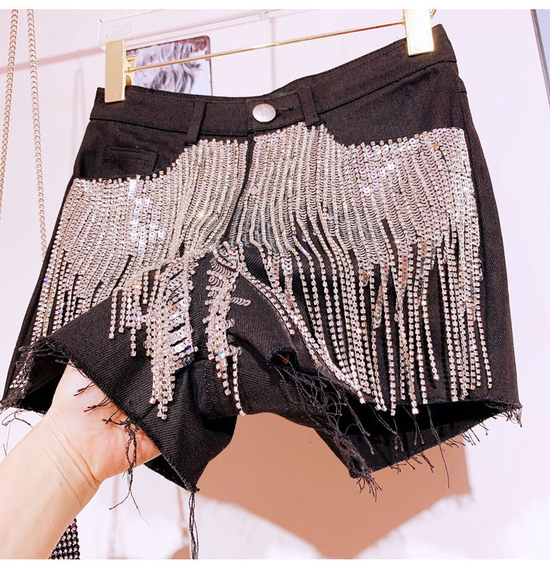 Shorts sequin fringe