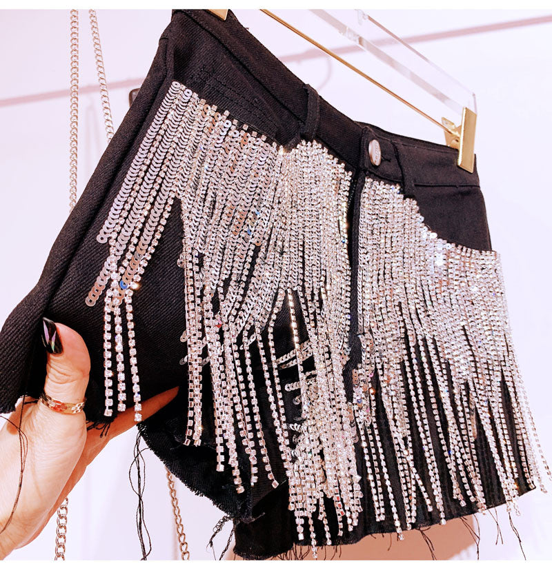 Shorts sequin fringe