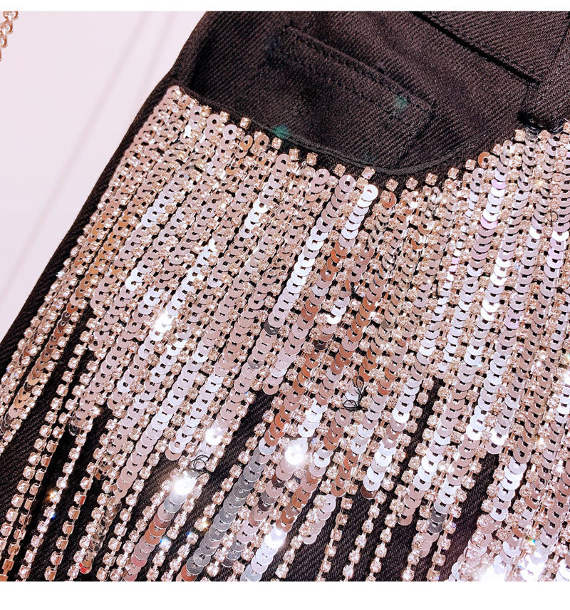 Shorts sequin fringe