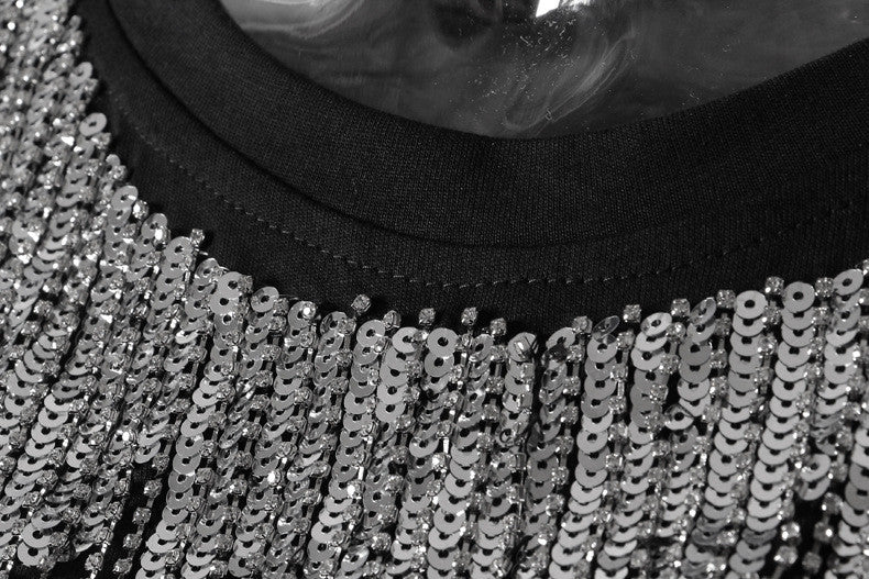 T-shirt sequin fringe