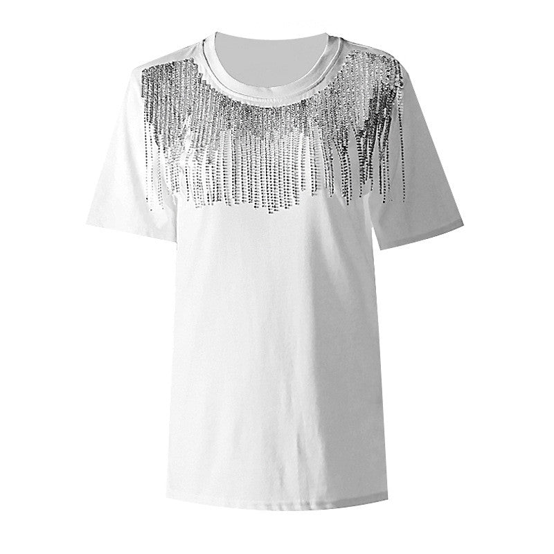 T-shirt sequin fringe