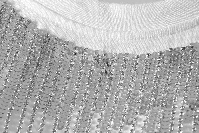 T-shirt sequin fringe