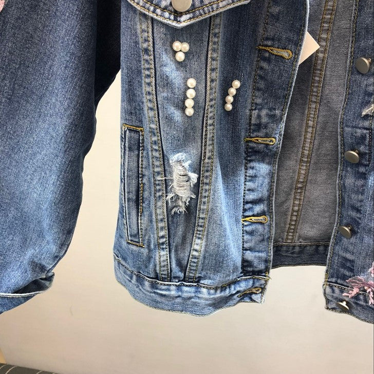 Giubino jeans fiorito