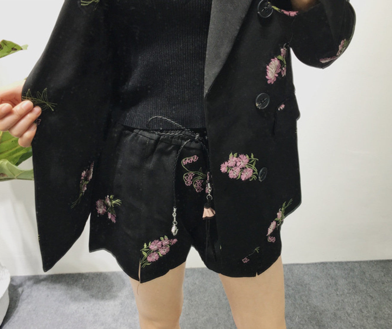 Completo blazer shorts fiori