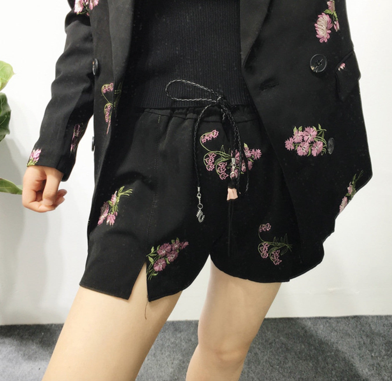 Completo blazer shorts fiori