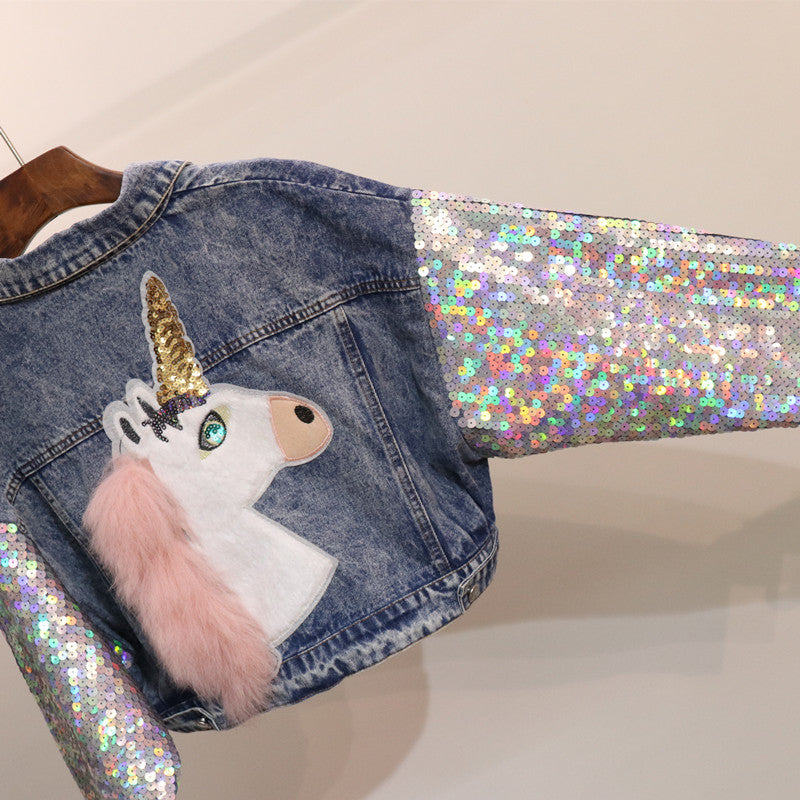 Giubbino denim unicorn