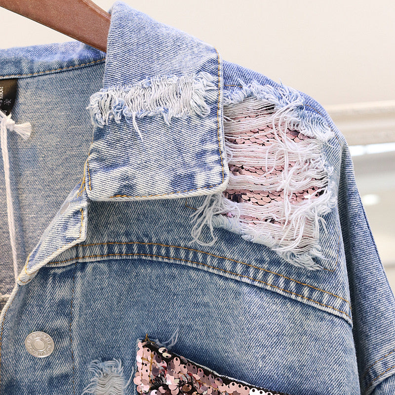 Giubbino jeans pinksequinn