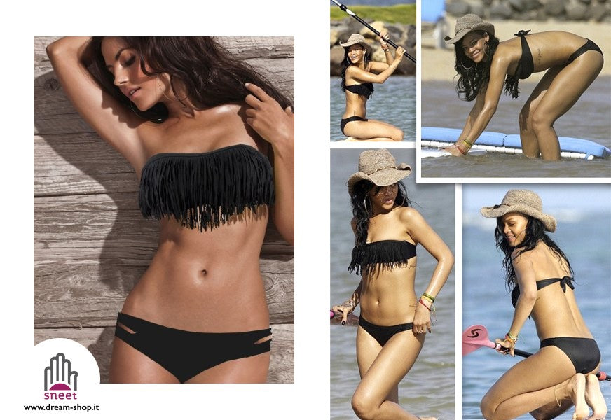 Bikini frange nero