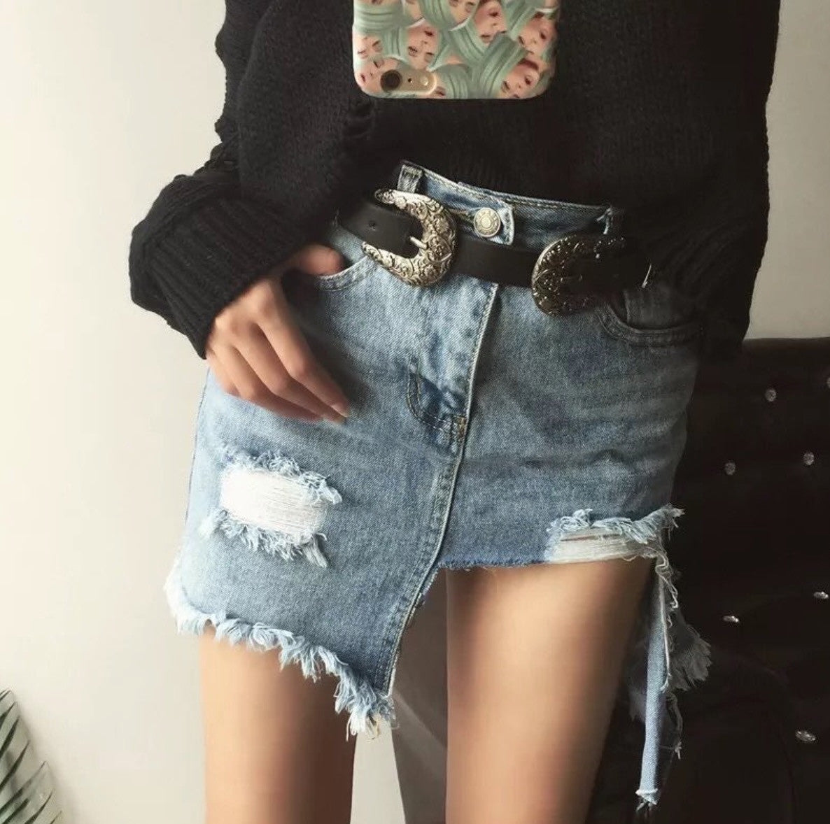 Minigonna denim asimmetrik