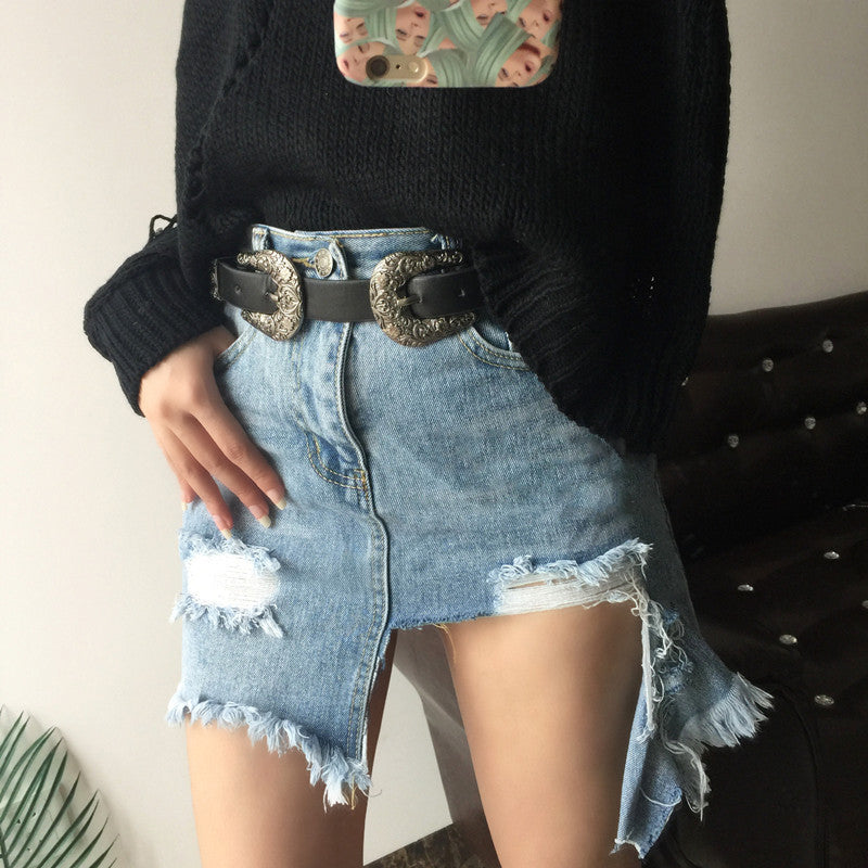 Minigonna denim asimmetrik