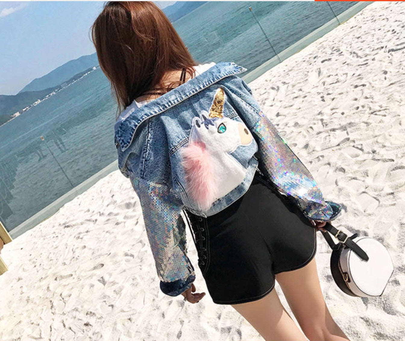 Giubbino denim unicorn