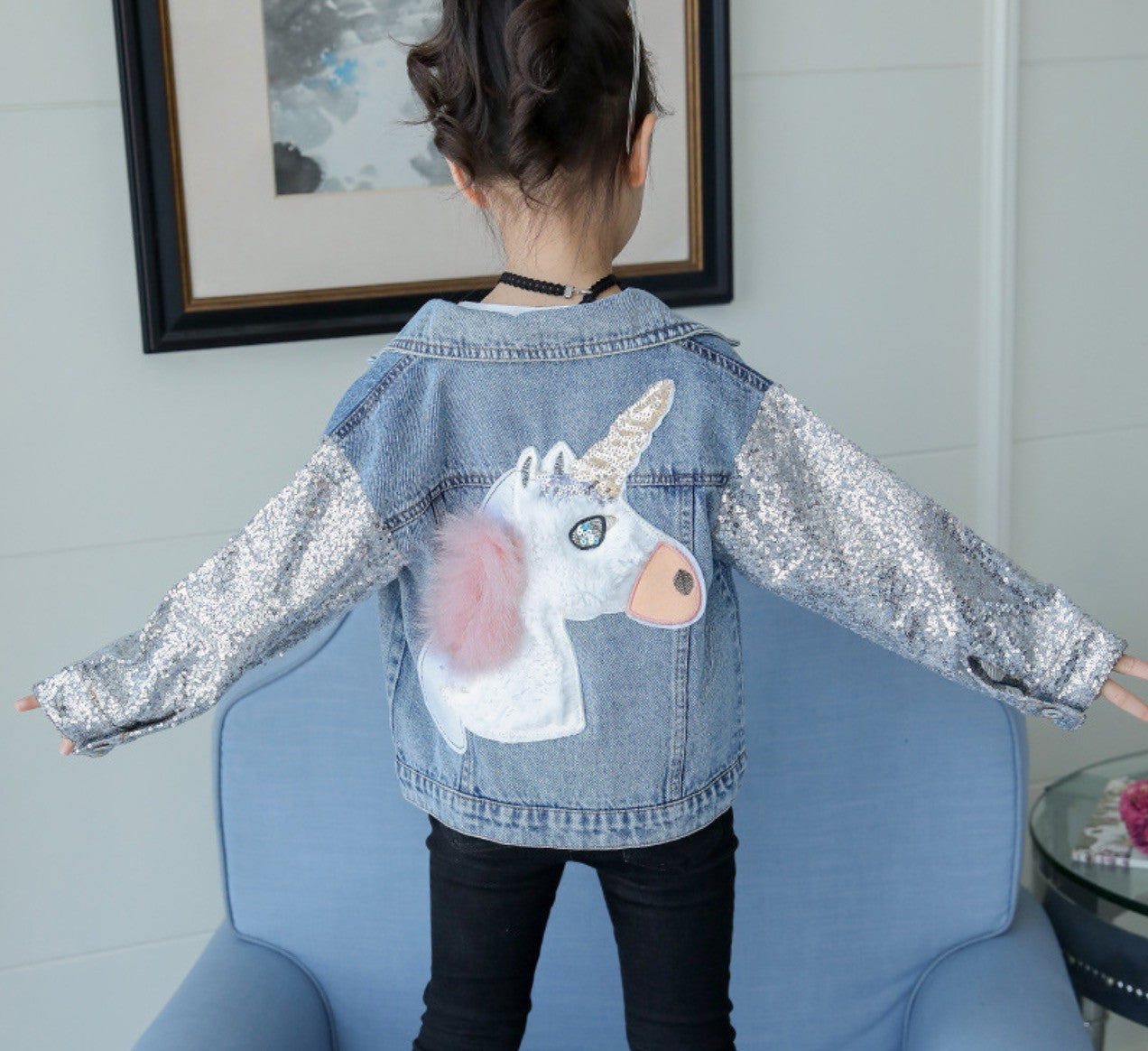 Giubbino baby denim unicorn