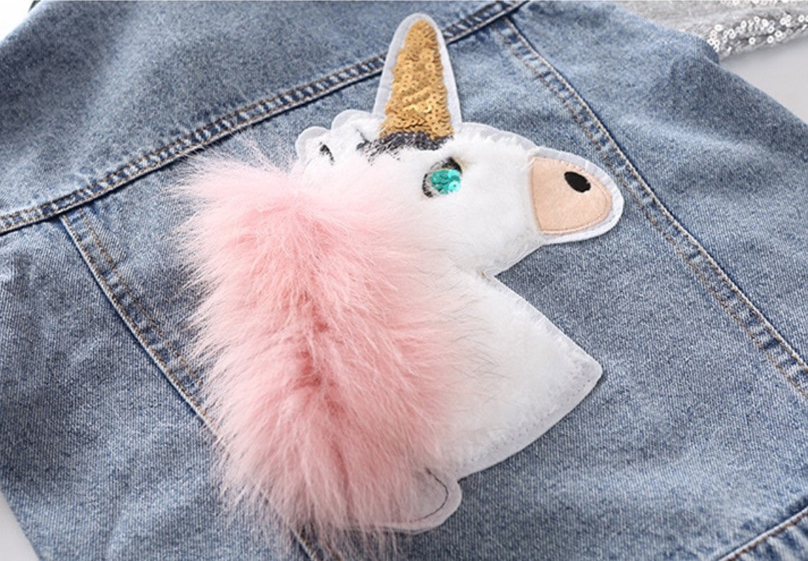 Giubbino baby denim unicorn
