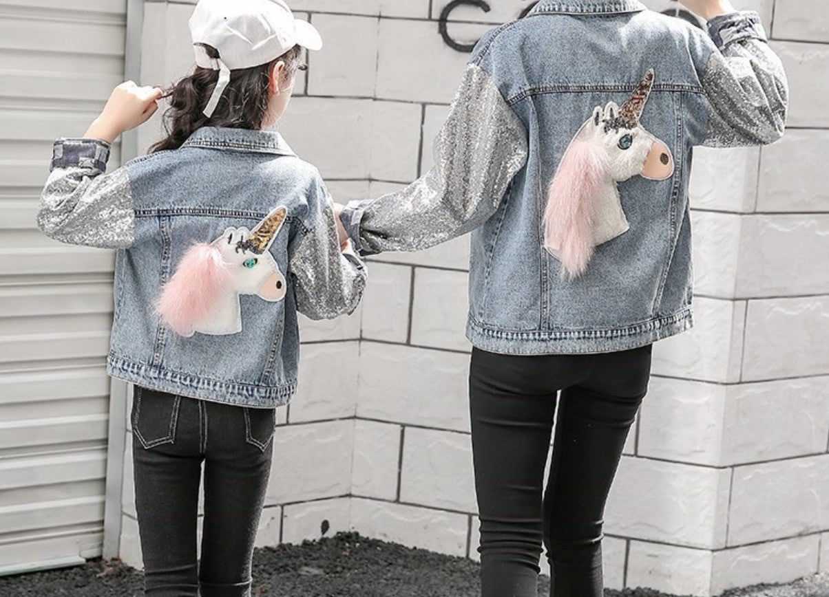 Giubbino baby denim unicorn