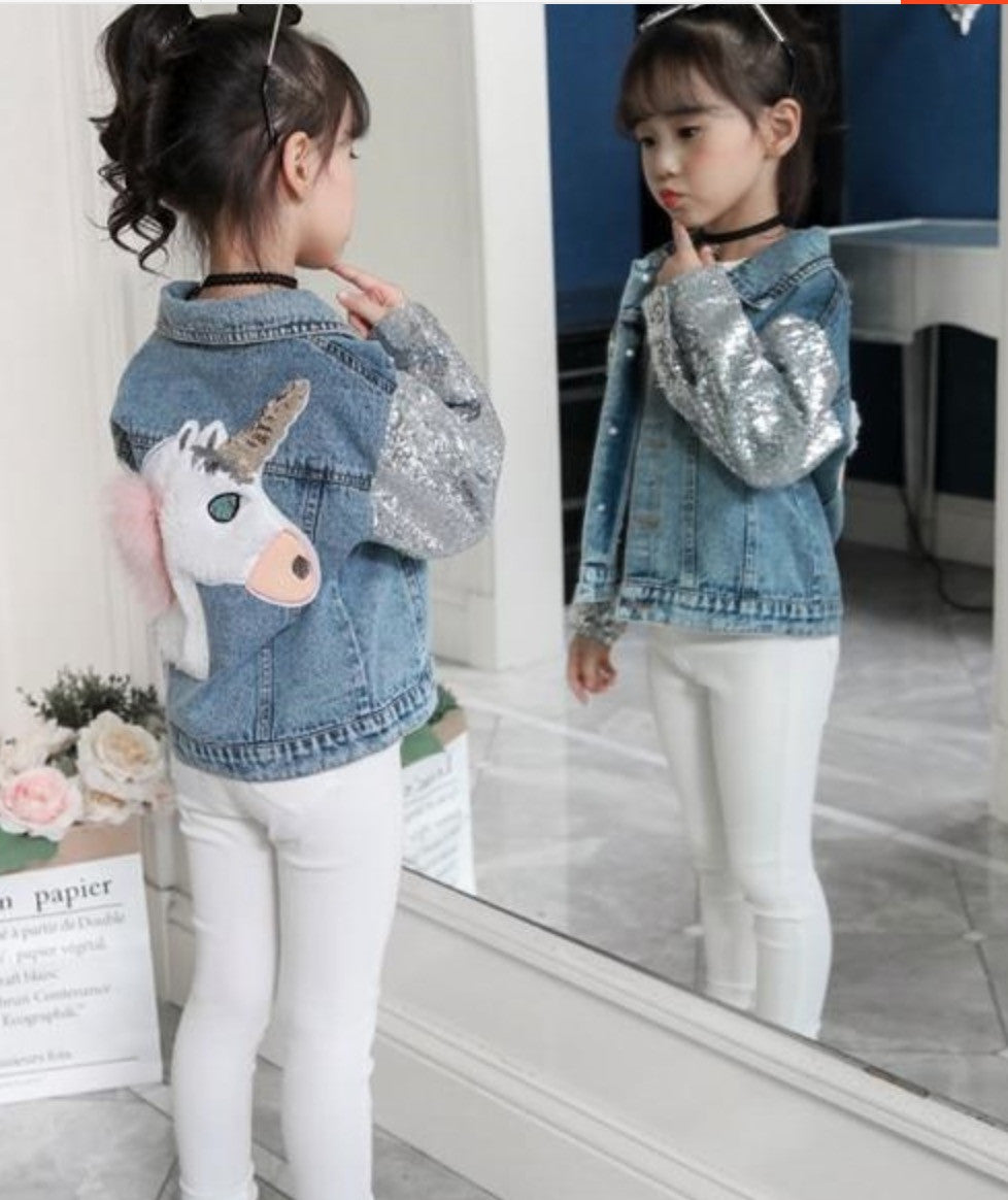 Giubbino baby denim unicorn