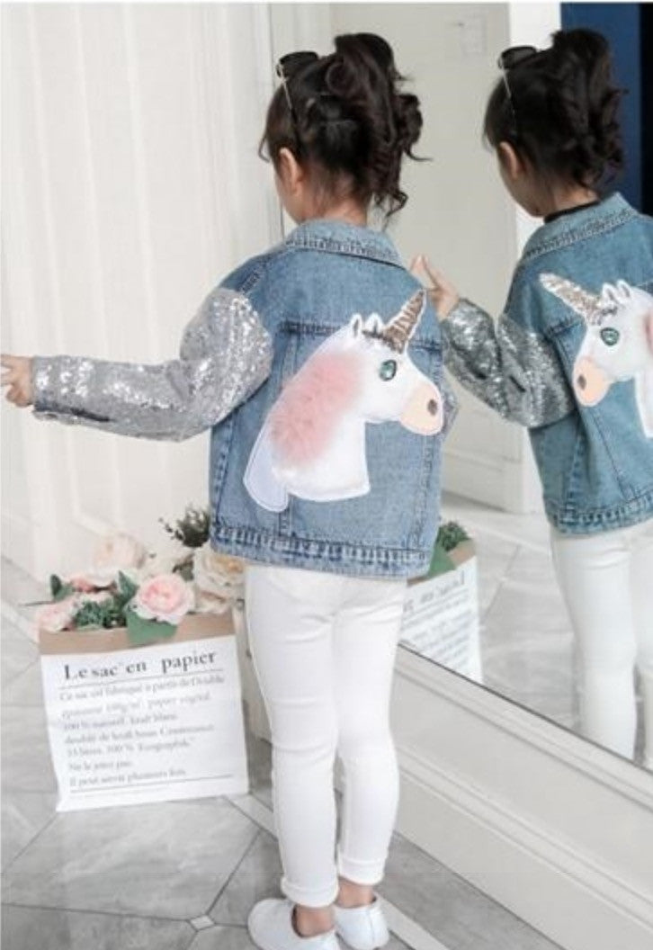 Giubbino baby denim unicorn