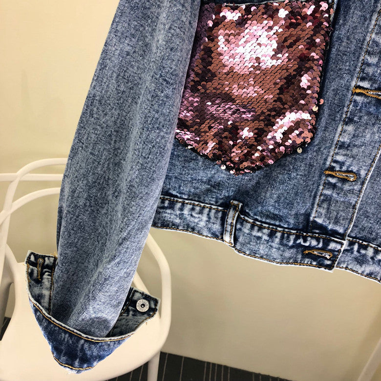 Giubbino jeans pinksequinn