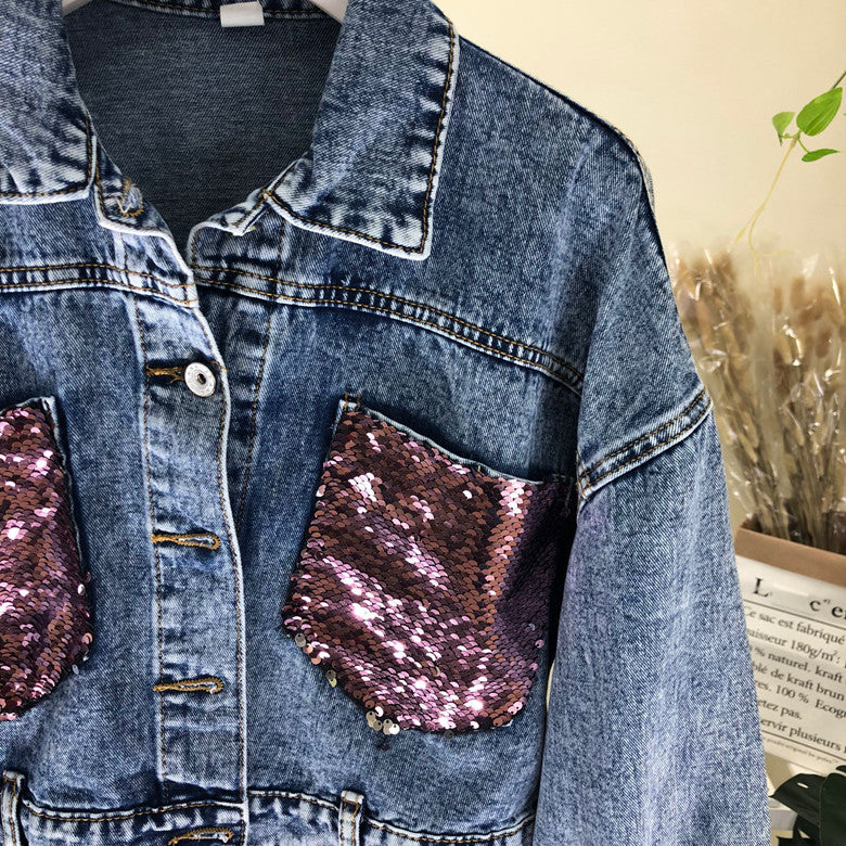 Giubbino jeans pinksequinn