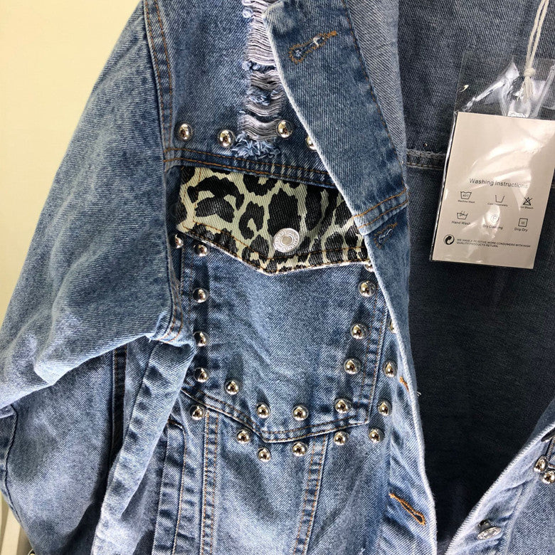 Giacca denim animalier