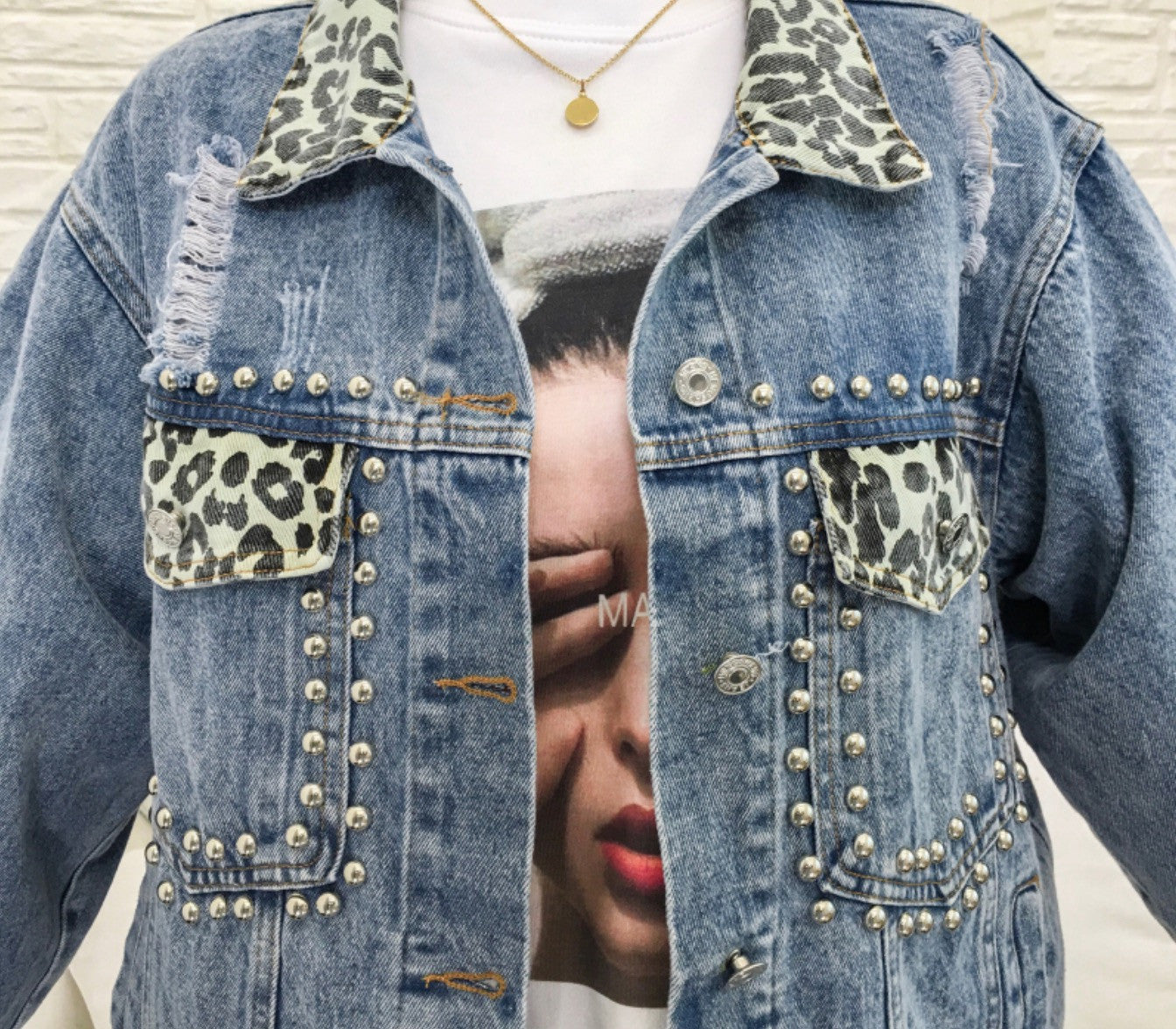 Giacca denim animalier